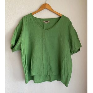 Flax Women's Short Sleeve Green Top